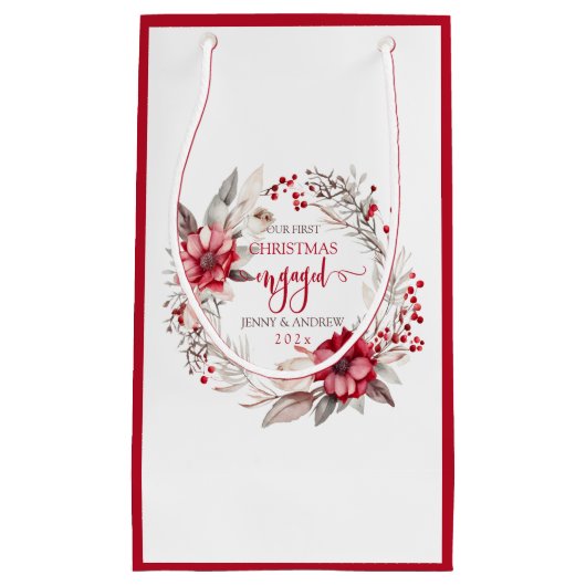 Onze eerste kerst verloofde krans klein cadeauzakje (Voorkant)
