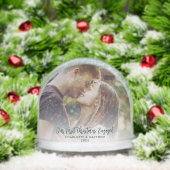 Onze eerste kerst verloofde moderne foto's sneeuwbol (Kerstmis)