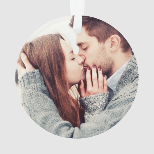 Onze eerste kerst verloofde paar 2 foto's ornament (achterkant)