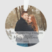 Onze eerste kerst verloofde paar 2 foto's ornament (voorkant)