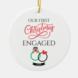 Onze Eerste Kerst Verloving 2025 Keramisch Ornament