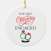Onze Eerste Kerst Verloving 2025 Keramisch Ornament (Achterkant)
