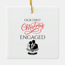 Onze Eerste Kerst Verloving 2025 Keramisch Ornament