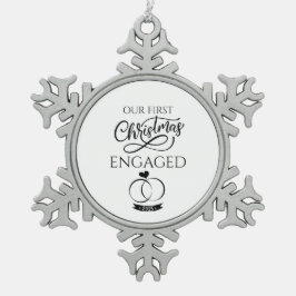 Onze Eerste Kerst Verloving 2025 Verloving Tin Sneeuwvlok Ornament