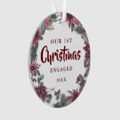 Onze Eerste Kerst Verloving Bloemenkoppel Foto Ornament (voorkant)