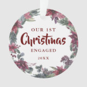 Onze Eerste Kerst Verloving Bloemenkoppel Foto Ornament (voorkant)