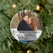 Onze Eerste Kerst Verloving Koppel Foto's Vakantie