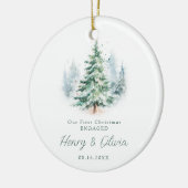 Onze Eerste Kerst Verloving Modern Script Boom Keramisch Ornament (Links)