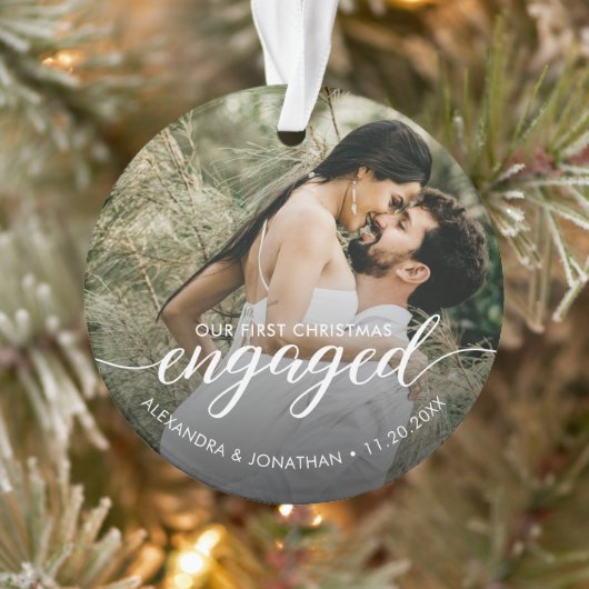 ONZE Eerste Kerst Verloving overlay Aangepaste Fot Ornament (Boom)