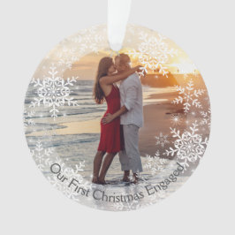 Onze eerste kerst Verloving Sneeuwvlokken Kerstmis Ornament