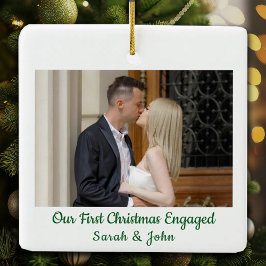 Onze Eerste Kerst Verloving Verloving Foto Keramisch Ornament