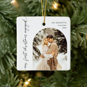 Onze Eerste Kerst Verloving Verlovingsfoto Keramisch Ornament