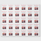 Onze eerste kerst voeg naam foto bruiloft verloofd cadeaupapier (Vlak)