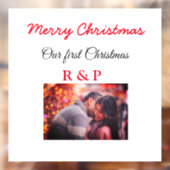 Onze eerste kerst voeg naam foto bruiloft verloofd raamsticker (Vel 2)
