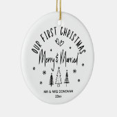 Onze eerste kerst vrolijk en getrouwd vakantie keramisch ornament (Rechts)
