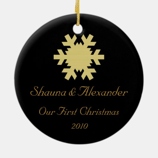 "Onze eerste kerst" - w / Namen en Monogram [b] Keramisch Ornament (Achterkant)