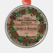 Onze eerste kerst was bijtende bosbessen metalen ornament (Voorkant)