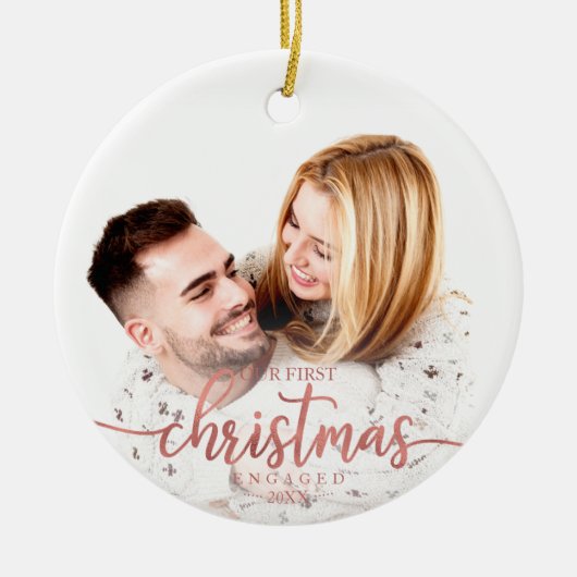 Onze eerste kerst was een eenvoudige elegante foto keramisch ornament (Voorkant)