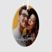 Onze eerste kerst was een eenvoudige elegante foto ornament (voorkant)