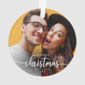 Onze eerste kerst was een eenvoudige elegante foto ornament (achterkant)