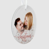 Onze eerste kerst was een eenvoudige elegante foto ornament (voorkant)