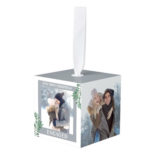 Onze eerste kerst was Greenery 3 Foto Gray Decoratie (Voorkant hoekig)