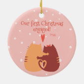 Onze eerste kerst was verloofd. Cute Cats Keramisch Ornament (Achterkant)