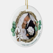 Onze eerste kerst | Winter Wreath Keramisch Ornament (Rechts)