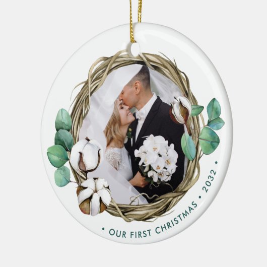 Onze eerste kerst | Winter Wreath Keramisch Ornament (Links)