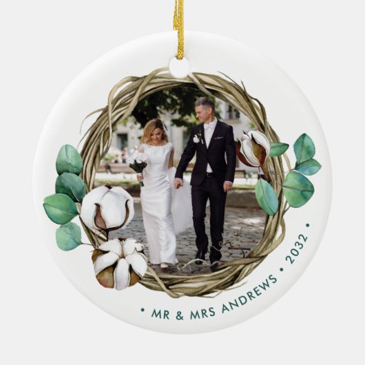 Onze eerste kerst | Winter Wreath Keramisch Ornament (Achterkant)