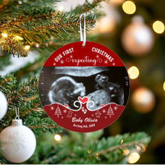 Onze eerste kerst Zwanger Sonogram Baby Foto Ornament