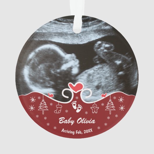 Onze eerste kerst Zwanger Sonogram Baby Foto Ornament (achterkant)