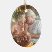 Onze eerste kerstakerkeramische ovalen-versiering keramisch ornament (Achterkant)