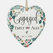 Onze eerste kerstakerkerkerst met rode kerstaven keramisch ornament (Rechts)