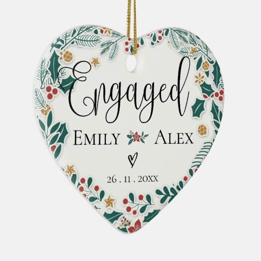 Onze eerste kerstakerkerkerst met rode kerstaven keramisch ornament (Rechts)