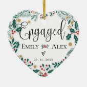 Onze eerste kerstakerkerkerst met rode kerstaven keramisch ornament (Voorkant)