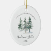 Onze eerste kerstavond in combinatie met een boomg keramisch ornament (Rechts)