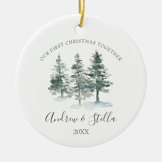 Onze eerste kerstavond in combinatie met een boomg keramisch ornament (Voorkant)