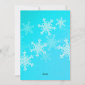 Onze eerste kerstblauwe sneeuwvlokken minimalistis feestdagenkaart (Achterkant)
