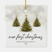Onze Eerste Kerstboom Vakantie Keramisch Ornament (Achterkant)