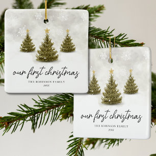 Onze Eerste Kerstboom Vakantie Keramisch Ornament