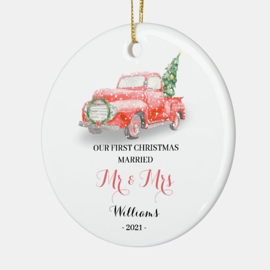 Onze eerste kerstboomkeramische keramische versier keramisch ornament (Links)