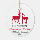 Onze eerste kerstboomversiering, liefdesherten keramisch ornament (Links)
