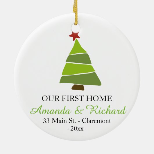 Onze eerste kerstboomversiering thuis keramisch ornament (Achterkant)