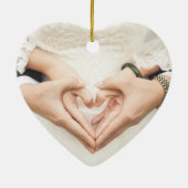 Onze eerste kerstbruiloft-crème-fotokeramiek of keramisch ornament (Achterkant)