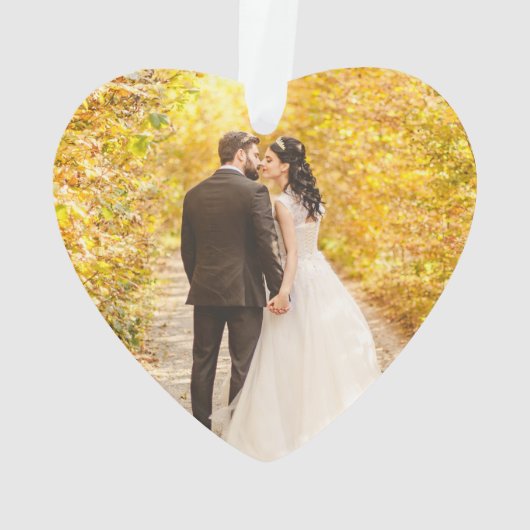 Onze eerste kerstbruiloft foto-hart ornament (achterkant)