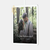 Onze eerste kerstbruiloft Foto Holiday Metalen Ornament (Voorkant links)