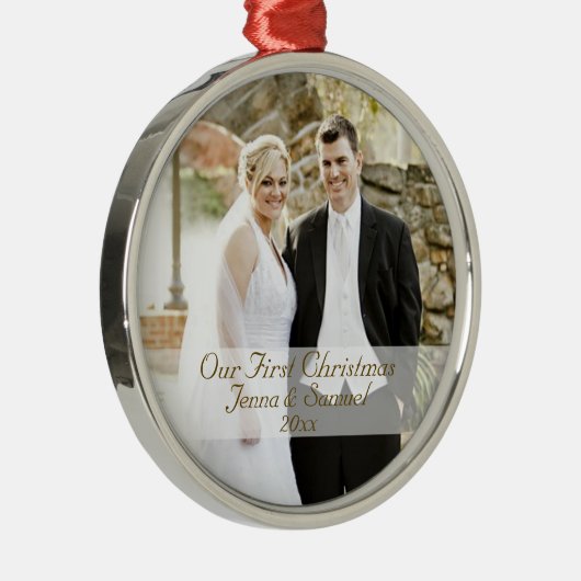 Onze eerste kerstbruiloft foto Keepomwille Metalen Ornament (Rechts)