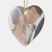 Onze eerste kerstbruiloft foto keramisch ornament (Links)