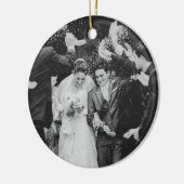 Onze eerste kerstbruiloft foto keramisch ornament (Links)